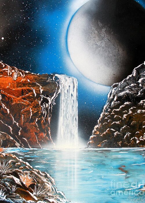 Space Art Greeting Card featuring the painting Night Falls 4679 by Greg Moores