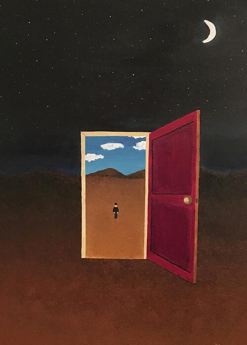Magritte Greeting Card featuring the painting Night Into Day by Thomas Blood