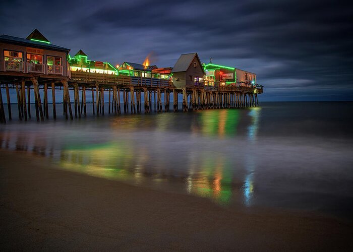 Old Orchard Beach Greeting Card featuring the photograph Night on Old Orchard Beach by Rick Berk