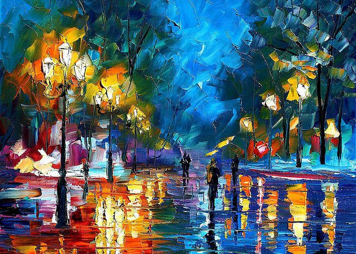 Night Park 2 - Palette Knife Oil Painting On Canvas By Leonid Afremov ...