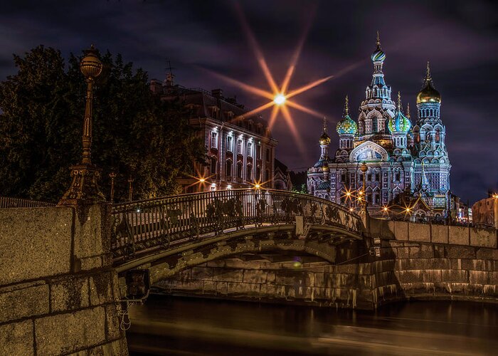 Peterburg Greeting Card featuring the photograph Night walk at Sankt Petersburg by Jaroslaw Blaminsky