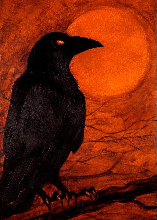 Crow Greeting Card featuring the painting Night Watch by Jason Reinhardt