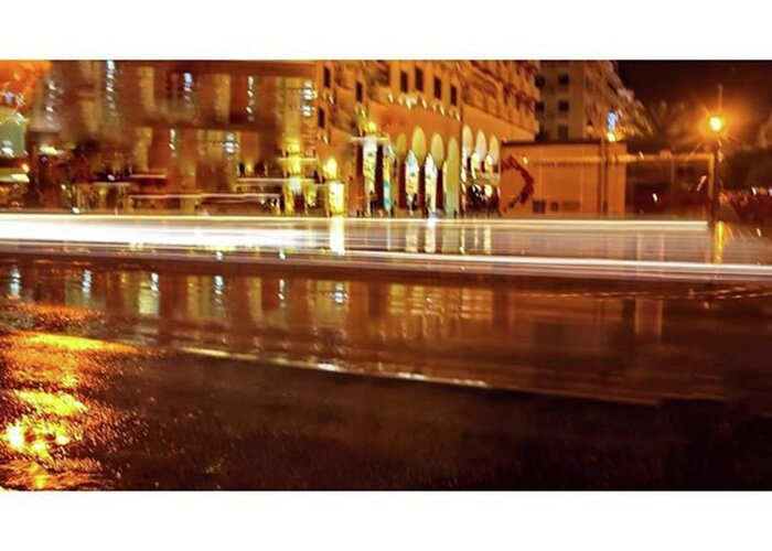 Thessaloniki Greeting Card featuring the photograph Night Wet Speed #night #cityscape by Emmanuel Varnas