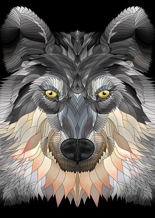 Night Wolf Greeting Card featuring the digital art Night Wolf by Mark Taylor