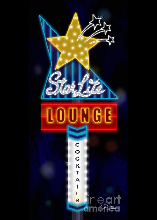 Nightclub Greeting Card featuring the mixed media Nightclub Sign Starlite Lounge by Shari Warren