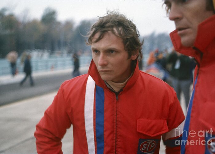 Niki Lauda Greeting Card featuring the photograph Niki Lauda. 1972 United States Grand Prix by Oleg Konin