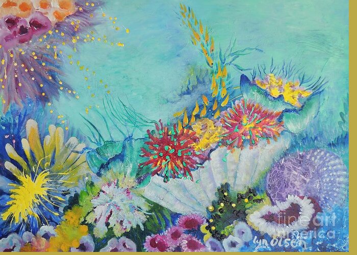 Coral Greeting Card featuring the painting Ningaloo Reef by Lyn Olsen