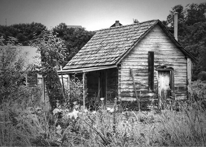 Ninilchik Cottage Bw Greeting Card featuring the photograph Ninilchik Cottage BW by Phyllis Taylor
