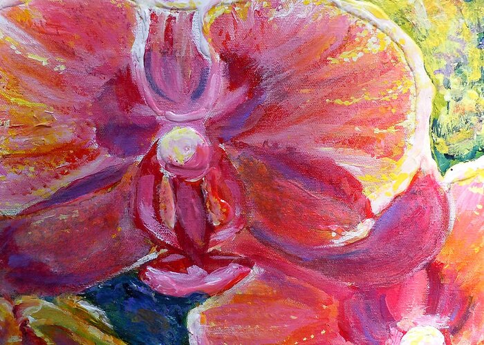 Orchid Greeting Card featuring the painting Nixon's Image Of Delicacy by Lee Nixon