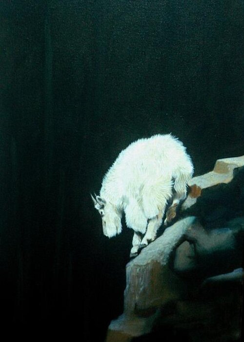 Goat Greeting Card featuring the painting No fear by Jean Yves Crispo