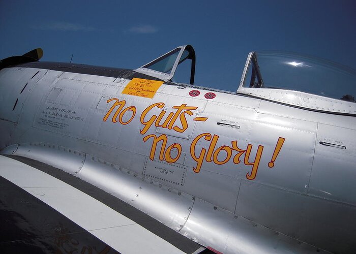 P-47 Greeting Card featuring the photograph No Guts - No Glory P-47 by Don Struke