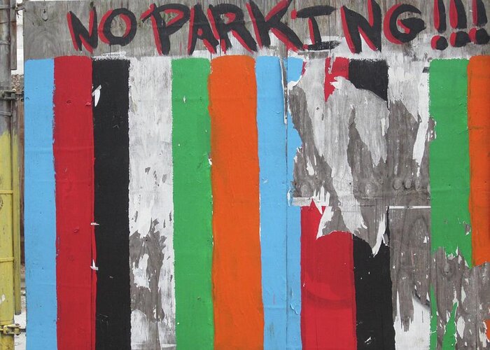 Nyc Street Sign Greeting Card featuring the painting No Parking by Simi Berman