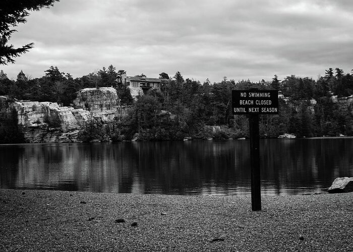 Black And White Greeting Card featuring the photograph No Swimming by Jeff Severson