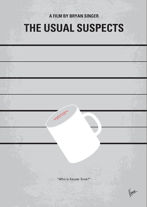 Usual Greeting Card featuring the digital art No095 My The usual suspects minimal movie poster by Chungkong Art