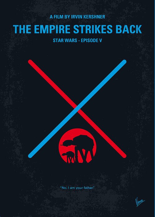 Star Wars Episode V The Empire Strikes Back Greeting Card featuring the digital art No155 My STAR WARS Episode V The Empire Strikes Back minimal movie poster by Chungkong Art