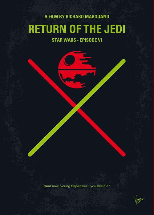 Star Greeting Card featuring the digital art No156 My STAR WARS Episode VI Return of the Jedi minimal movie poster by Chungkong Art