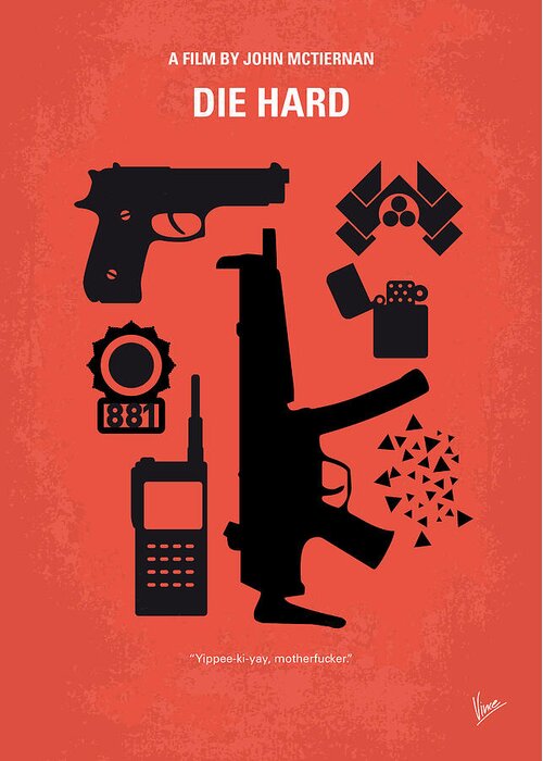Die Hard Greeting Card featuring the digital art No453 My Die Hard minimal movie poster by Chungkong Art