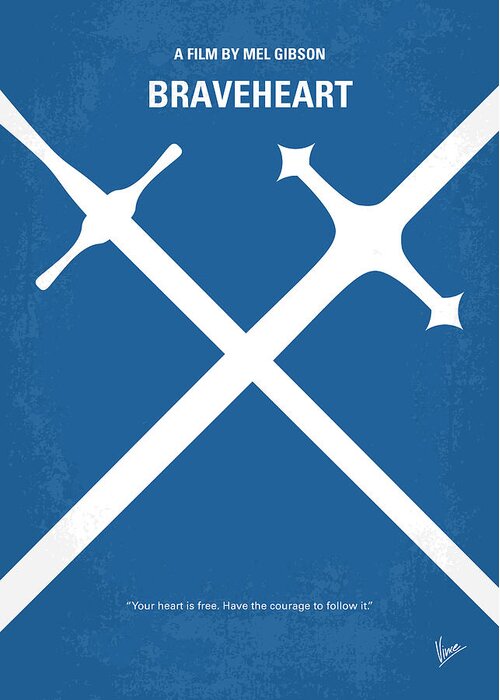 Braveheart Greeting Card featuring the digital art No507 My Braveheart minimal movie poster by Chungkong Art