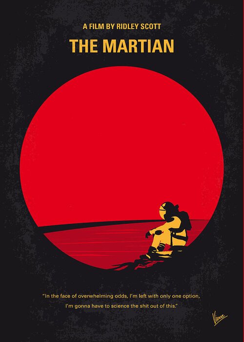 The Greeting Card featuring the digital art No620 My The Martian minimal movie poster by Chungkong Art