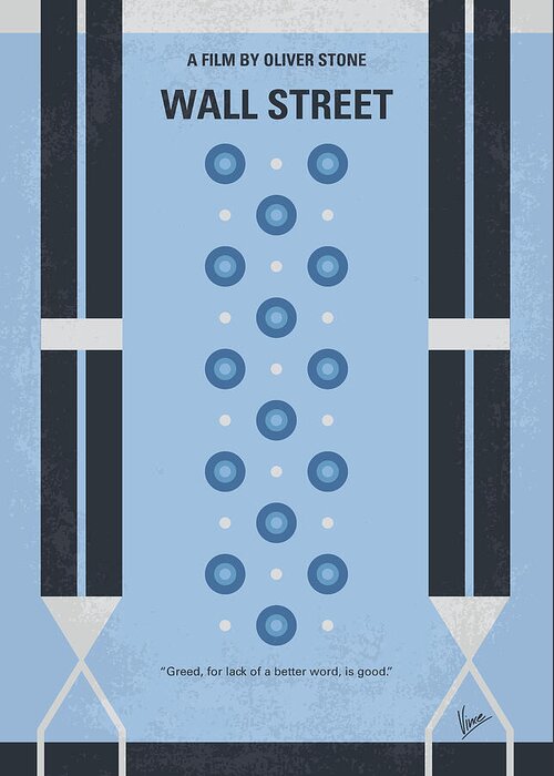 Wall Street Greeting Card featuring the digital art No683 My Wall street minimal movie poster by Chungkong Art