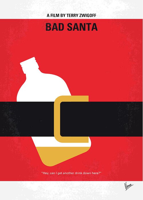 Bad Santa Greeting Card featuring the digital art No702 My Bad Santa minimal movie poster by Chungkong Art