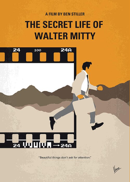 The Secret Life Of Walter Mitty Greeting Card featuring the digital art No806 My The Secret Life of Walter Mitty minimal movie poster by Chungkong Art