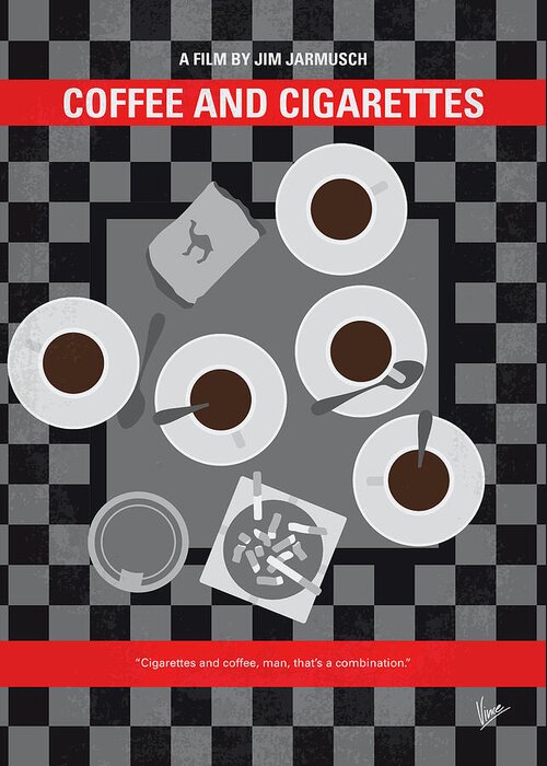 Coffee And Cigarettes Greeting Card featuring the digital art No808 My Coffee and Cigarettes minimal movie poster by Chungkong Art