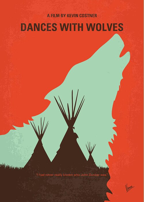 Dances With Wolves Greeting Card featuring the digital art No949 My Dances with Wolves minimal movie poster by Chungkong Art