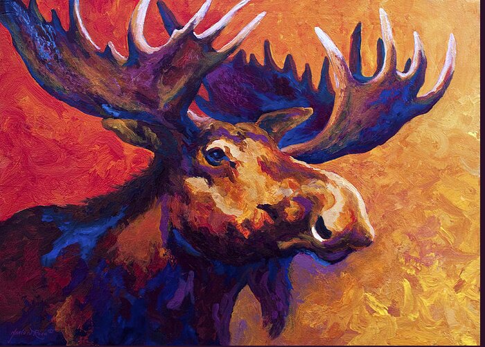 Moose Greeting Card featuring the painting Noble Pause by Marion Rose