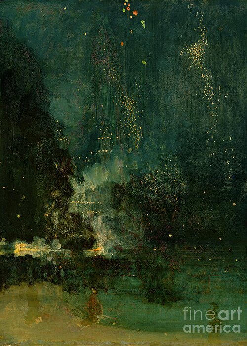 Nocturne Greeting Card featuring the painting Nocturne in Black and Gold - the Falling Rocket by James Abbott McNeill Whistler