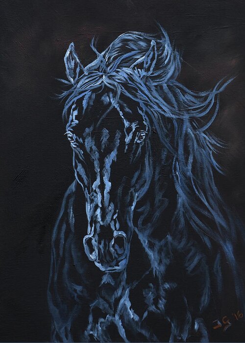 Dark Horse Greeting Card featuring the painting Nocturno by Jana Goode
