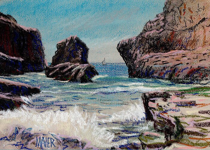 Plein Air Greeting Card featuring the drawing North of Santa Cruz by Donald Maier