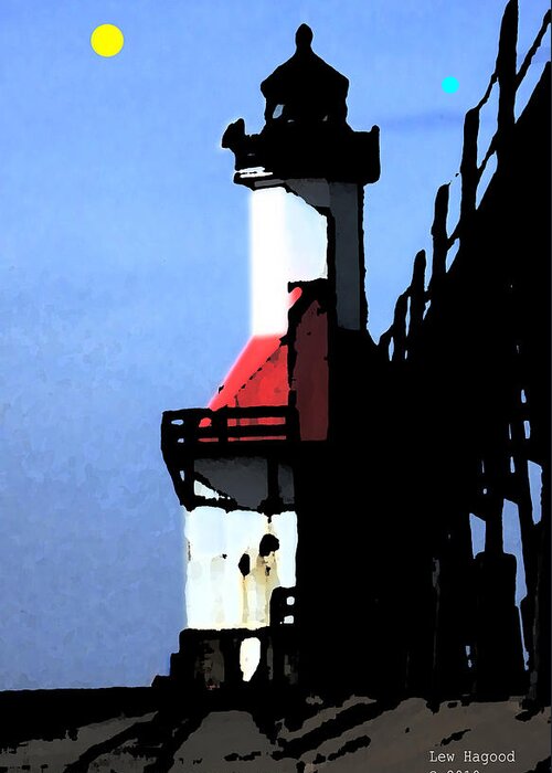 Digital Greeting Card featuring the photograph North Pier St Joseph Michigan by Lew Hagood