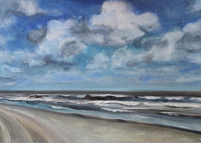 Sea Greeting Card featuring the painting North Sea Scape by Christel Roelandt