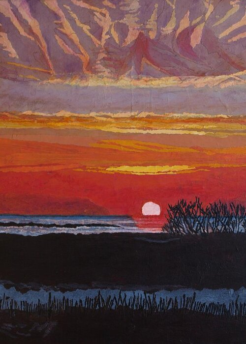 Sun Rise Greeting Card featuring the painting North Star Sunrise by Leah Tomaino