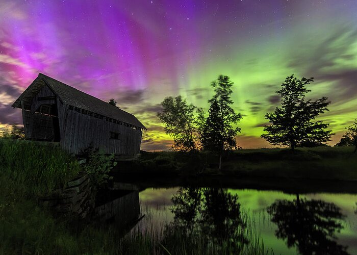 Vermont Greeting Card featuring the photograph Northern Lights Reflection by John Vose