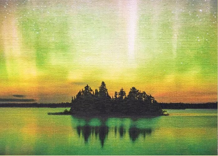 Northern Lights Greeting Card featuring the painting Perfect Summer Eve by Cara Frafjord
