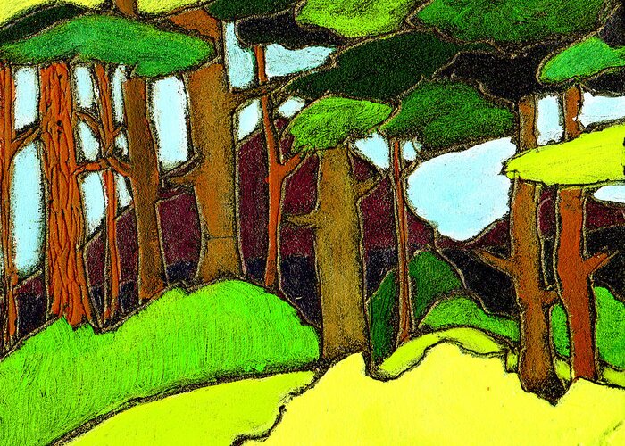 Trees Greeting Card featuring the painting Northern Pathway by Wayne Potrafka