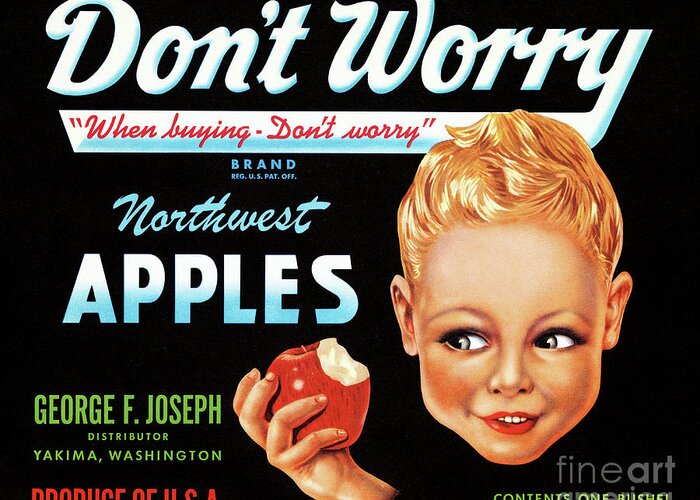 Vintage Greeting Card featuring the photograph Northwest Apples Vintage Label Restored by Vintage Treasure