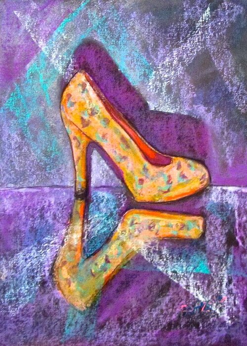 Shoe Greeting Card featuring the painting Not My Grannie's Shoe by Barbara O'Toole