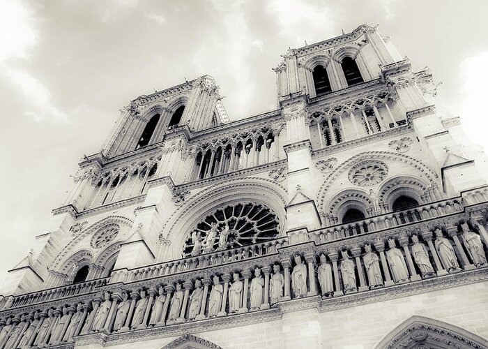 Paris Greeting Card featuring the photograph Notre Dame Cathederal - The West Face by Christopher Maxum