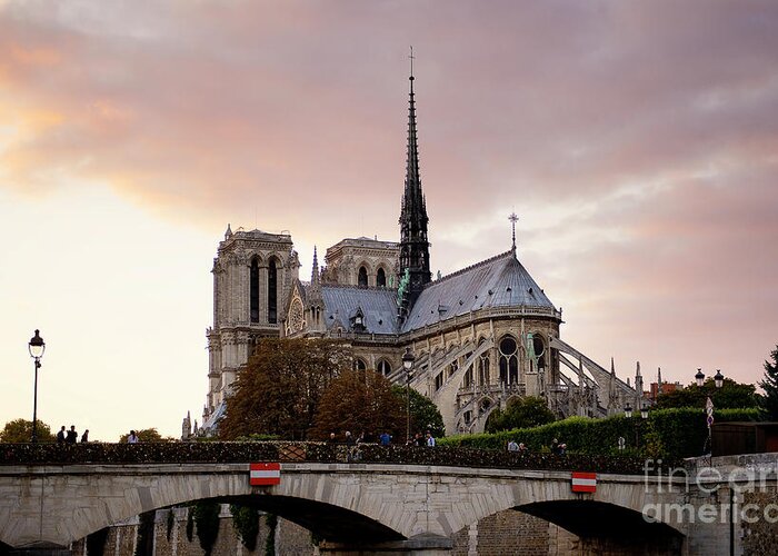 Notredame Cathedral Greeting Card featuring the photograph Notre Dame Cathedral sunset by Ivy Ho