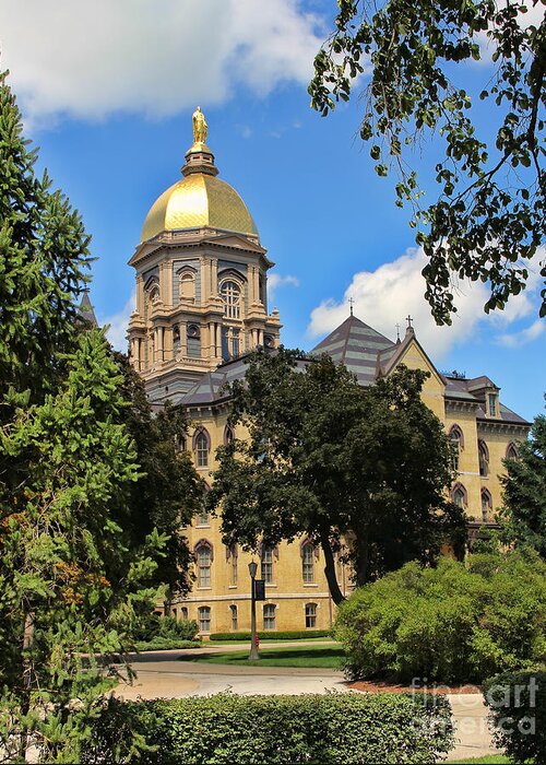 Notre Dame University Greeting Card featuring the photograph Notre Dame University Main Building 2525 by Jack Schultz