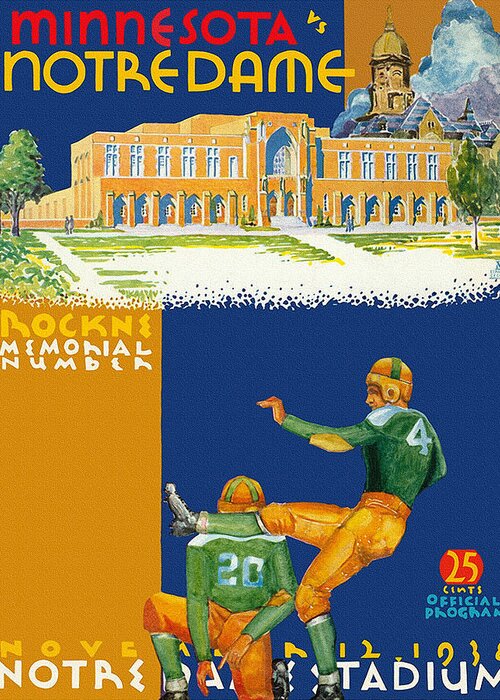 Minnesota Greeting Card featuring the painting Notre Dame versus Minnesota 1938 Program by Big 88 Artworks