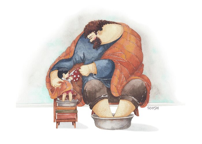Father Greeting Card featuring the drawing November cuddles by Soosh