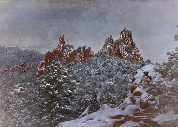 Texture Greeting Card featuring the photograph November Snow - Garden of the Gods by Ellen Heaverlo