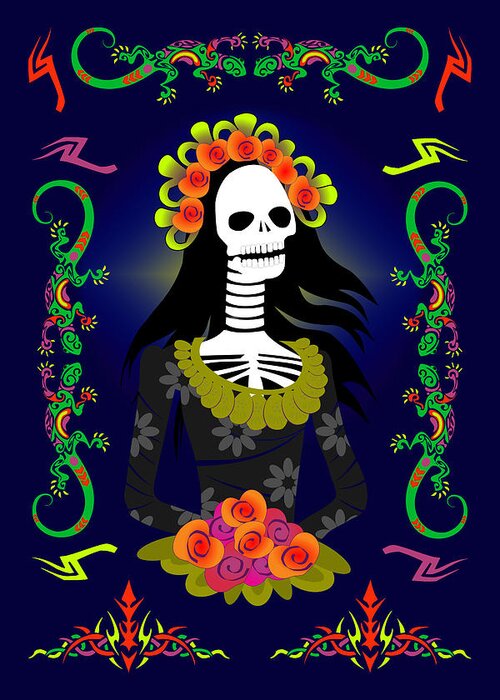 Dia De Los Muertos Greeting Card featuring the mixed media Novia De Los Muertos by Gravityx9 Designs