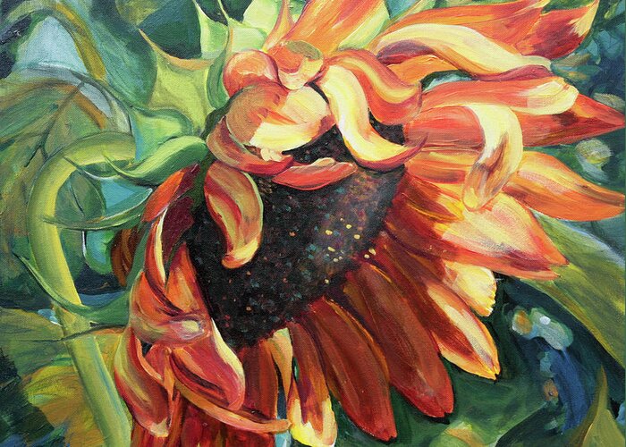 Sunflower Greeting Card featuring the painting Nuance by Trina Teele