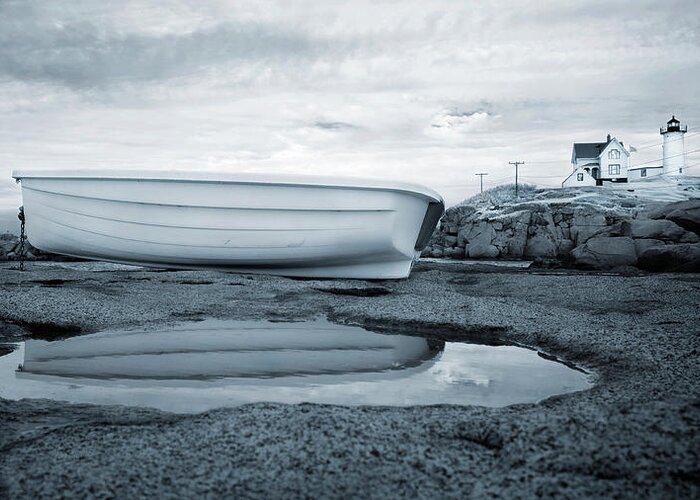 Rowboat Greeting Card featuring the photograph Nubble Light High and Dry by Luke Moore