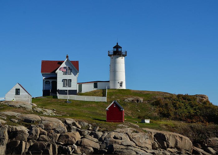 Ogunquit Greeting Card featuring the photograph Nubble Lighthouse in Ogunquit by Richard Ortolano